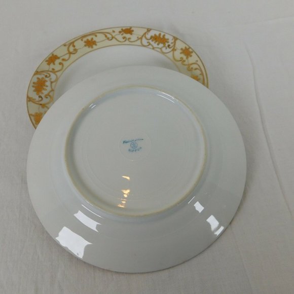 Lot 2 Antique Nippon Spoke Mark Hand Paint Bread Butter Plate Gold White Yellow - Picture 2 of 10